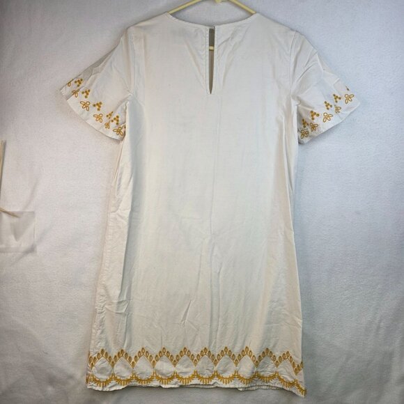 Loft Embroidered Peasant Shift Dress Small Guilded Garden Cotton - Picture 10 of 12